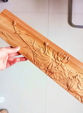 新中式浮雕榆木装饰版画