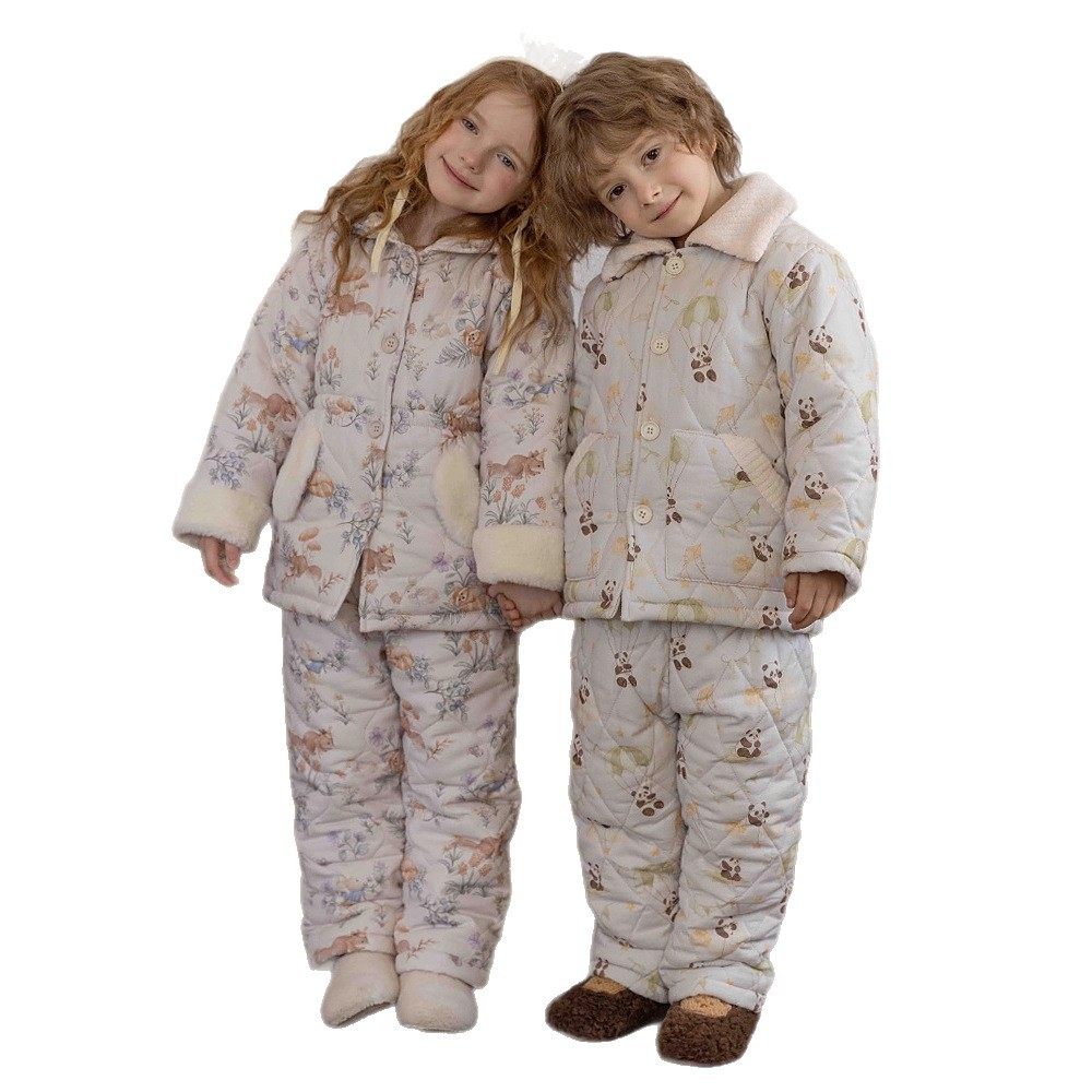 冬季特厚儿童新品三层加厚夹棉睡衣男童家居服可外穿保暖一套过冬,淘宝优惠券,粉丝福利购,淘宝优惠卷