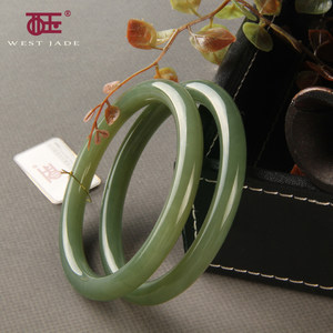 西玉和田玉籽料玉镯沙枣青籽玉细圆条时尚手镯少女玉镯子正品送礼