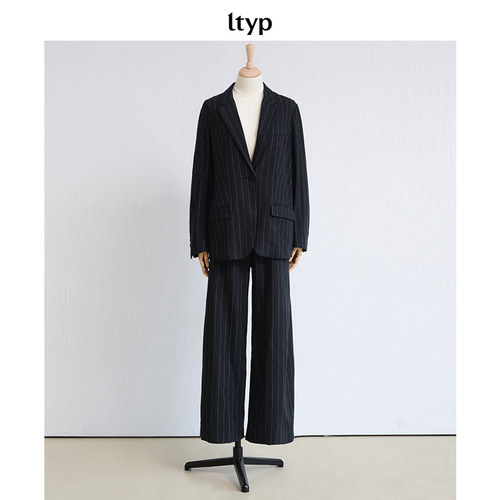 ltyp旅途原品 新店专享福利NO.149 绵羊毛条纹宽松拖地休闲裤女冬 - 图0