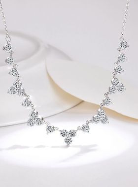 爆闪三钻项链莫桑石白金