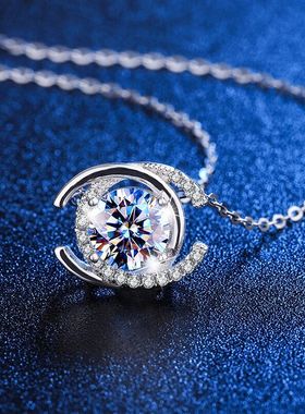 爆闪双c项链莫桑石白金简约个性