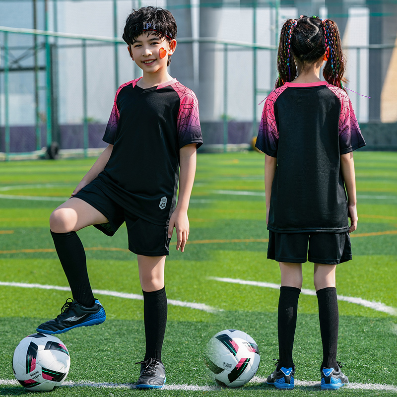 儿童足球服套装男童训练服运动短袖队服小学生足球衣定制女童红色