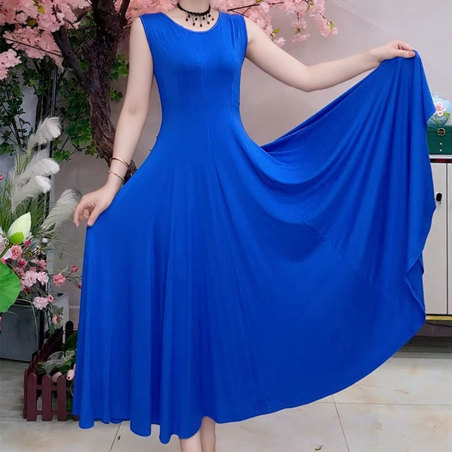 Modal ກວ້າງ swing dress ຫາດຊາຍ maxi dress