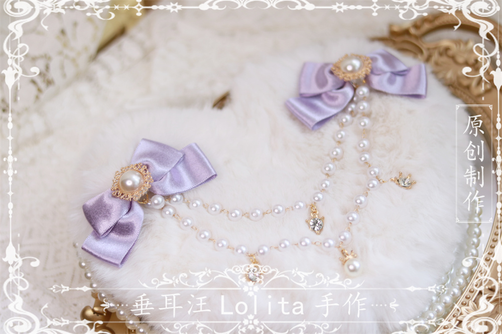 【垂耳汪】Lolita手作百搭毛绒爱心日常挎包蝴蝶结珠链手提包