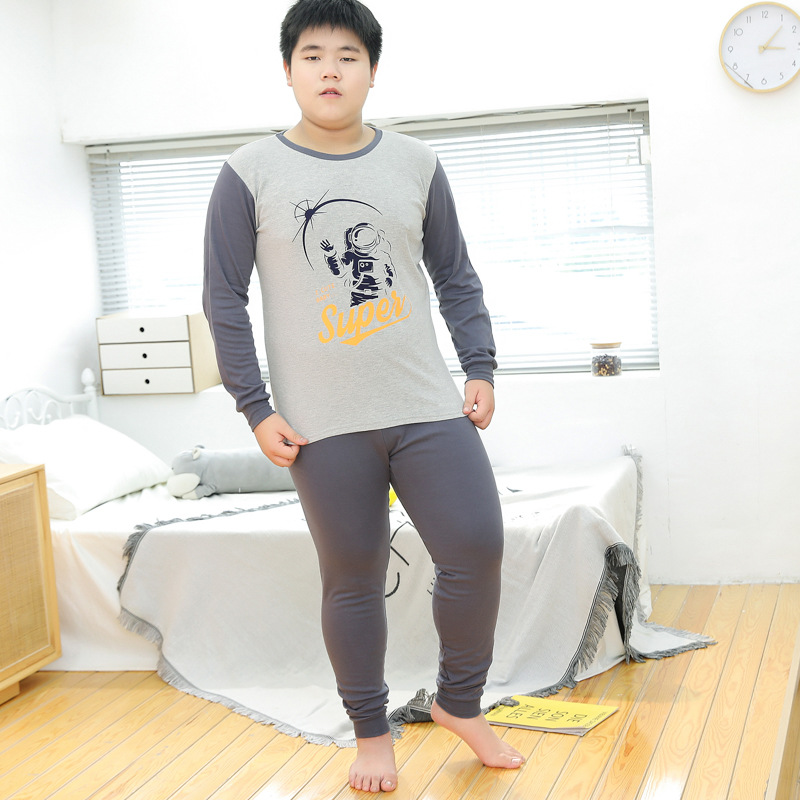 男胖童秋衣秋裤套装纯棉全棉男童加大加肥睡衣儿童中大童保暖内衣 - 图2