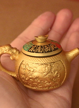 麒麟纳财转转茶壶装饰摆件