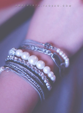 重工宝石珍珠多层手链