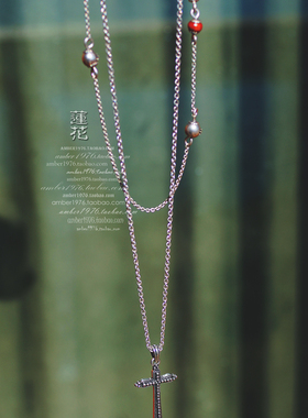 No.351 Lucky brand 朋克气质复古镀银原木珠双层项链