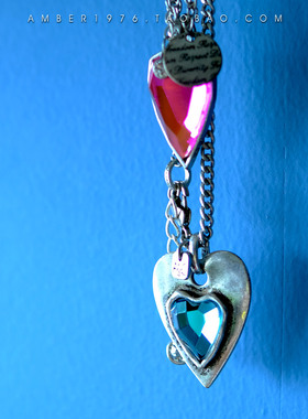 No.233 挪威A&C 北欧风信物感 合金镀银人造宝石镶嵌镜蓝水晶项链