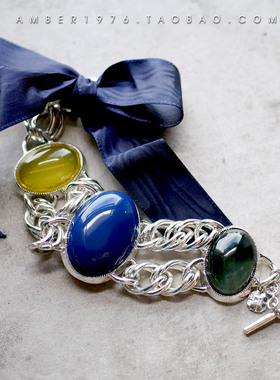 Prussian Blue 9｜Vintage 古董Monet 宫廷巴洛克手链