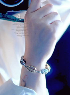 No.382 Lucky Brand 合金镀银真金旧感设计风格手链 夹克T恤好配