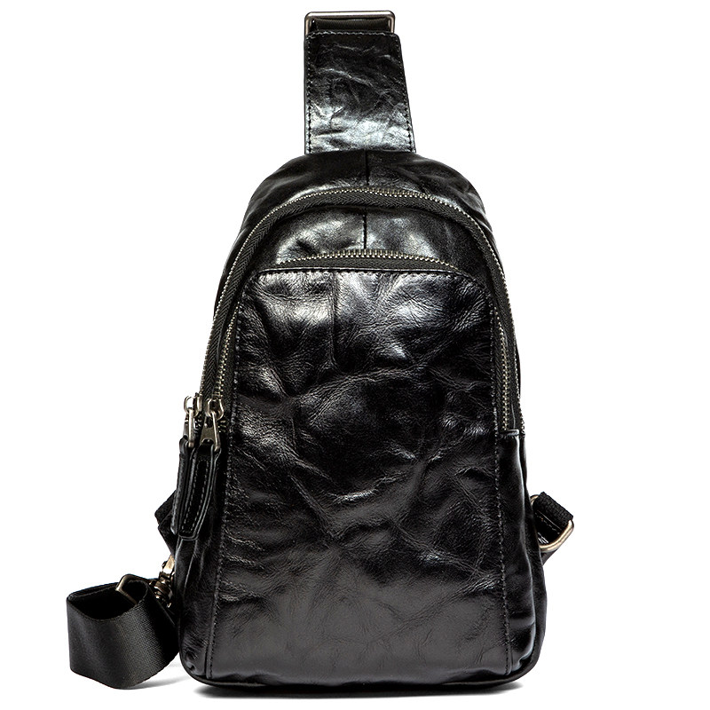 Maiwei casual leather chest bag sports crossbody bag for men and women
