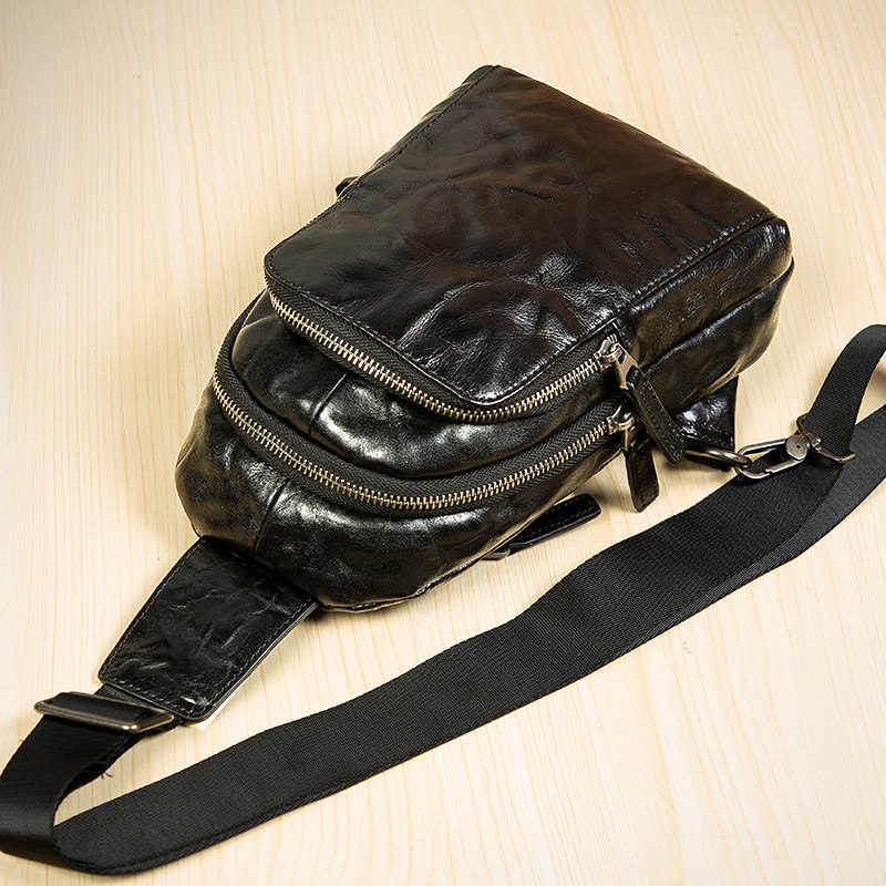 Maiwei casual leather chest bag sports crossbody bag for men and women