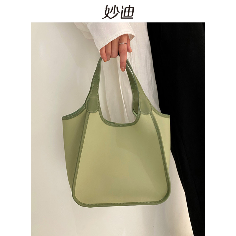 妙迪2022春季新款只此青绿色托特包 妙迪箱包托特包