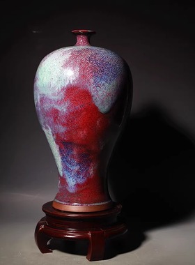 钧窑梅瓶摆件纯手工家居装饰收藏品艺术品钧瓷瓷器大师作品周松建