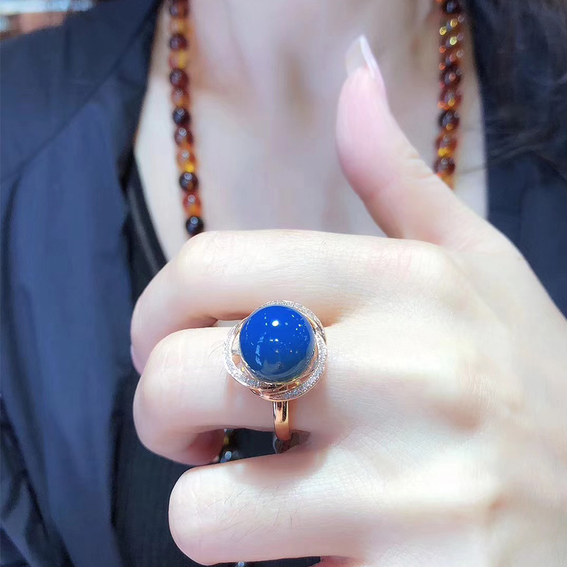 银镀 金琥珀蜜蜡戒指活口高蓝净水蓝珀女款 18K 多米尼加蓝珀戒指 925 银镀 金琥珀蜜蜡戒指活口高蓝净水蓝珀女款 18K 多米尼加蓝珀戒指 925