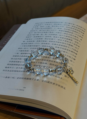 天然巴西白水晶手链纯银爱心配饰女款单圈简约风格饰品礼物送女友