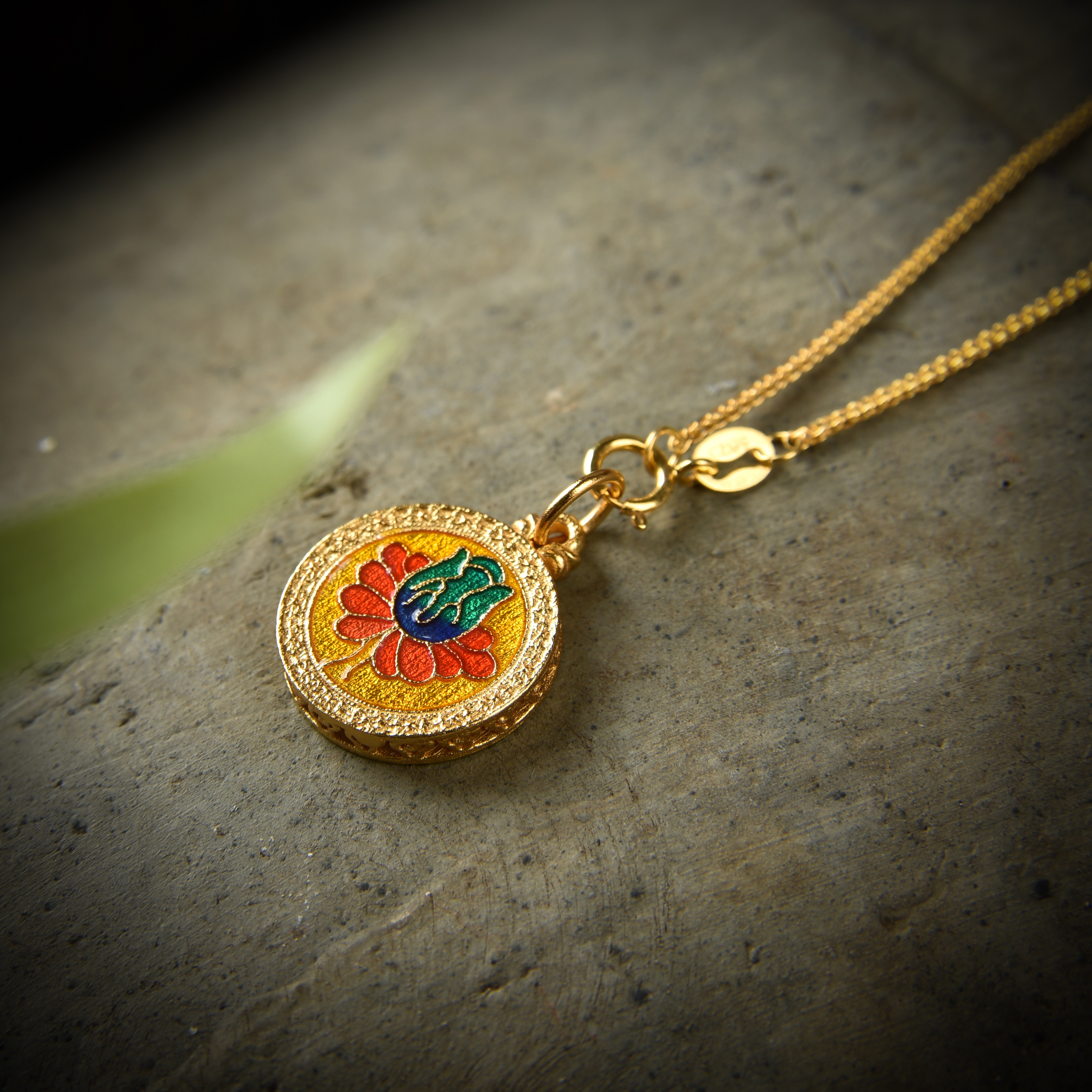 吊坠925银【扎基拉姆】珐琅彩招财项链古法金烧蓝国潮吊坠配饰 - 图1