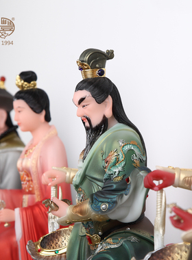 汉白玉彩绘胡家兄弟胡天祖胡天龙胡天山神像家居供奉胡云花摆件