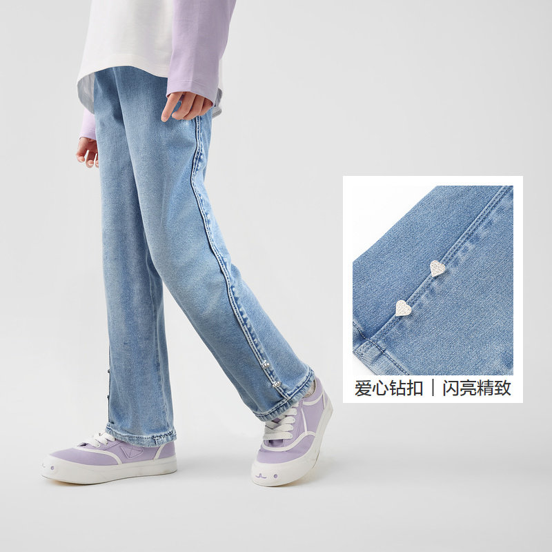 巴拉巴拉女童加绒牛仔裤中大童宝宝喇叭裤秋冬款童装儿童裤子长裤,淘宝优惠券,粉丝福利购,淘宝优惠卷