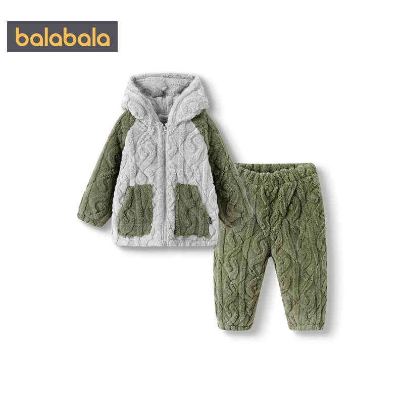 巴拉巴拉儿童家居服套装宝宝珊瑚绒睡衣秋冬季新款夹棉保暖加厚小,淘宝优惠券,粉丝福利购,淘宝优惠卷