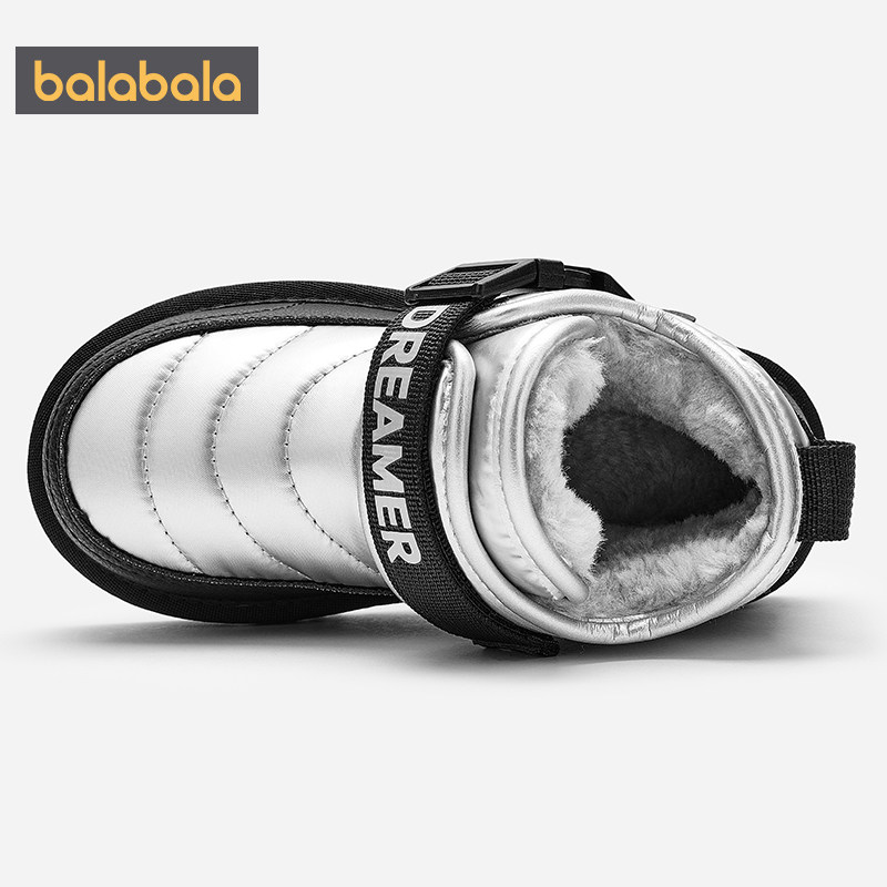 Balabala children's snow boots boys and girls shoes winter new children's shoes boots baby plus velvet short boots trendy