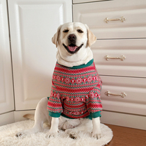 Dogs clothes large canine Labrador gold Mao Christmas festive clothes New Year warm clothes tennis red dog clothes