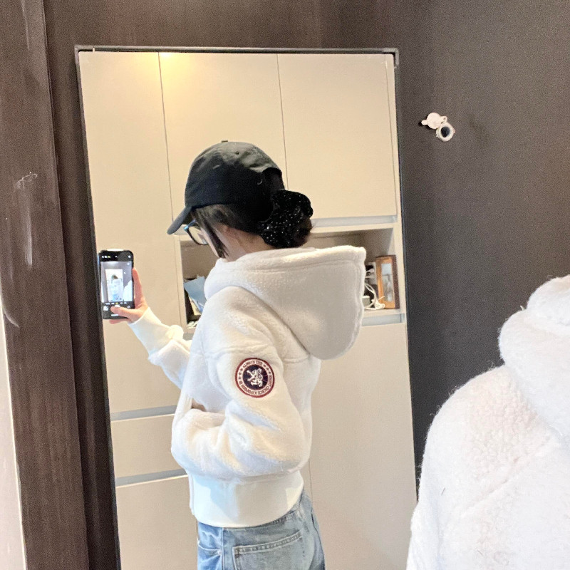 大码美式复古羊羔绒短款连帽外套女秋冬新款加厚宽松慵懒感上衣潮,淘宝优惠券,粉丝福利购,淘宝优惠卷