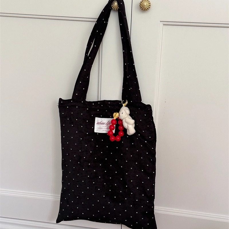 阿宝-自制韩风ins小众秋冬波点丝绒迷你小手提袋手拎包平板电脑包,淘宝优惠券,粉丝福利购,淘宝优惠卷