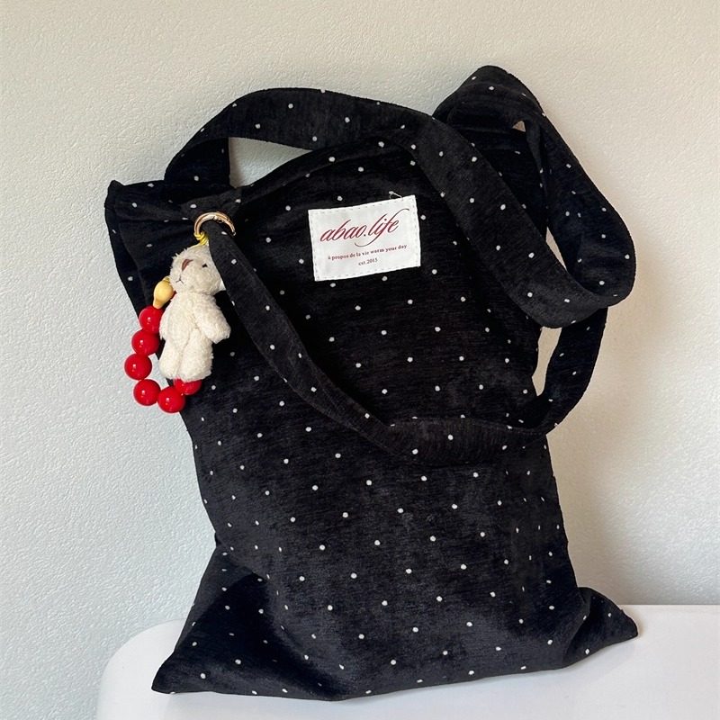 阿宝-自制韩风ins小众秋冬波点丝绒迷你小手提袋手拎包平板电脑包,淘宝优惠券,粉丝福利购,淘宝优惠卷