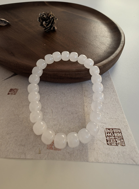天然和田玉桶珠手串白玉精致百搭