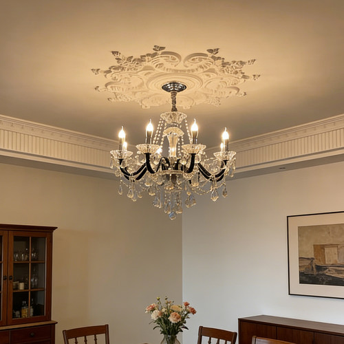 轻法式高档水晶吊灯宫廷风奢华黑色客厅餐厅吊灯卧室书房灯具灯饰 - 图1