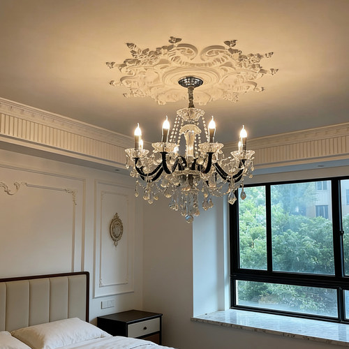 轻法式高档水晶吊灯宫廷风奢华黑色客厅餐厅吊灯卧室书房灯具灯饰 - 图3