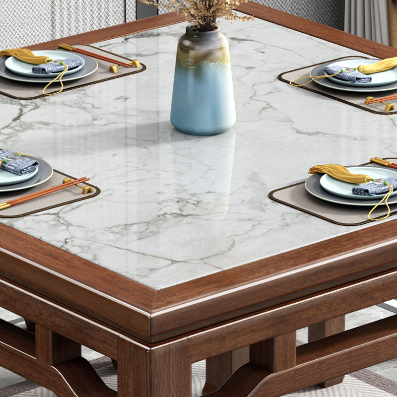 新中式实木八仙桌农村中堂正方形胡桃木岩板餐桌方桌家用吃饭桌子,淘宝优惠券,粉丝福利购,淘宝优惠卷