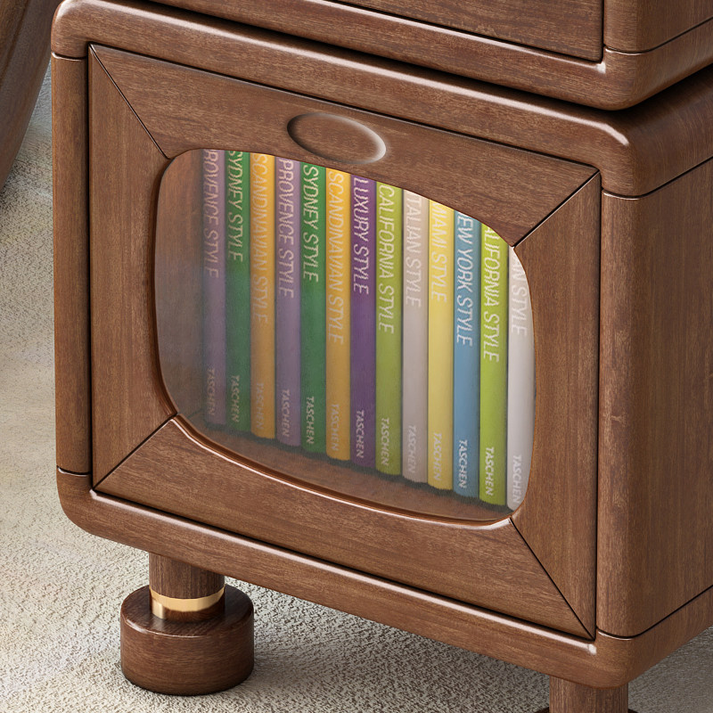 实木机器人床头柜储物柜胡桃木卡通床边柜卧室收纳柜儿童房玩具柜,淘宝优惠券,粉丝福利购,淘宝优惠卷