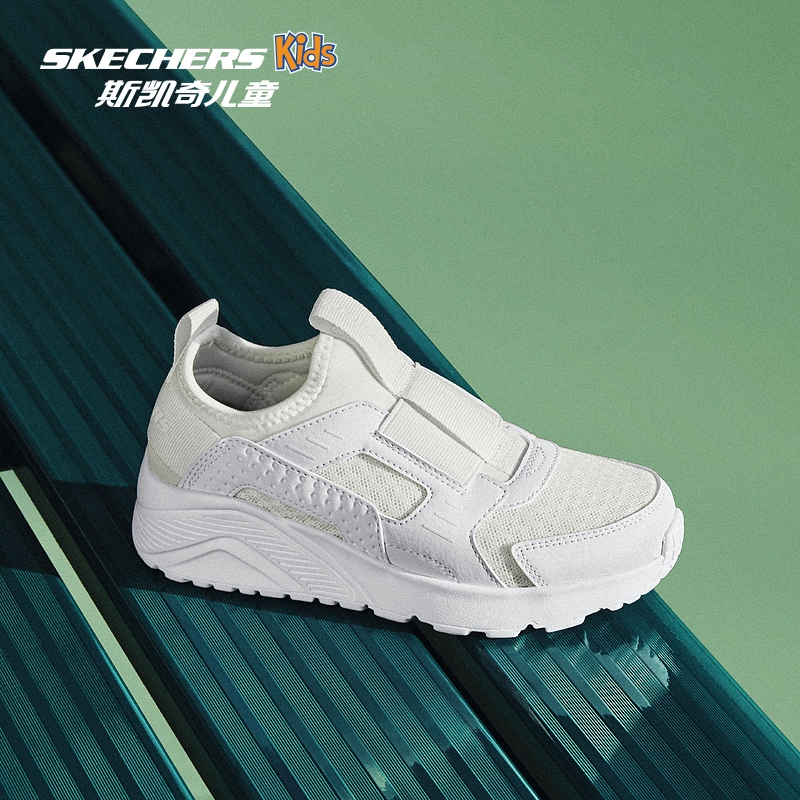 Skechers斯凯奇儿童春秋男童懒人一脚蹬休闲鞋时尚校园运动小白鞋