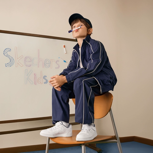 Skechers, детская классическая белая обувь, универсальные нескользящие износостойкие кроссовки, осенняя, тренд сезона