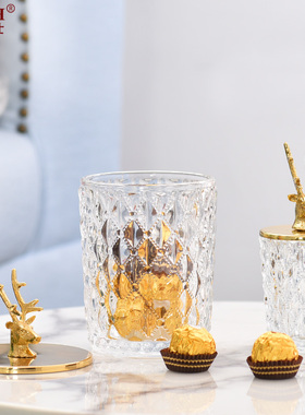 轻奢风水晶铜盖储物器皿糖果罐