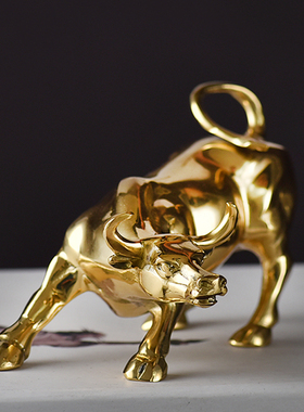 现代家居书房工艺摆设办公桌铜牛