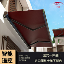 Electric telescopic canopy Outdoor Balcony Rain Proof Doorway House Eatery Home Remote control with lamp Intelligent full box shading shed