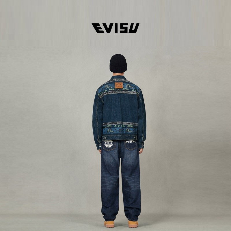 EVISU福神 2025秋季男士潮流海鸥印花纯棉翻领牛仔夹克外套,淘宝优惠券,粉丝福利购,淘宝优惠卷