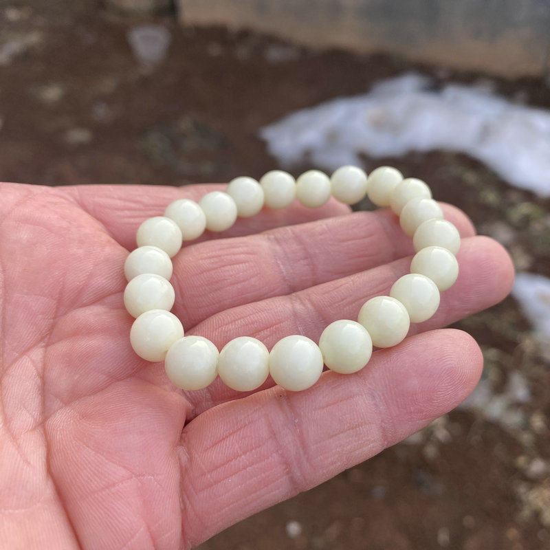 保真正品陕西蓝田玉手串活玉手链女款卡8mm珠子米黄色带鉴定证书,淘宝优惠券,粉丝福利购,淘宝优惠卷