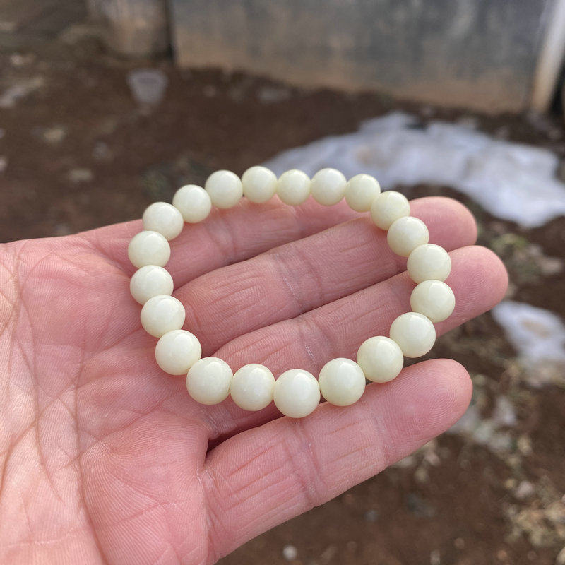 保真正品陕西蓝田玉手串活玉手链女款卡8mm珠子米黄色带鉴定证书,淘宝优惠券,粉丝福利购,淘宝优惠卷