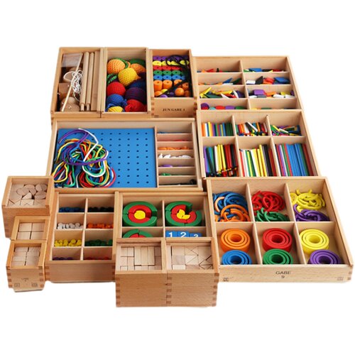 木制福禄贝尔恩物 GABE1-10教具15件全套 幼儿园福氏早教益智玩具 - 图3