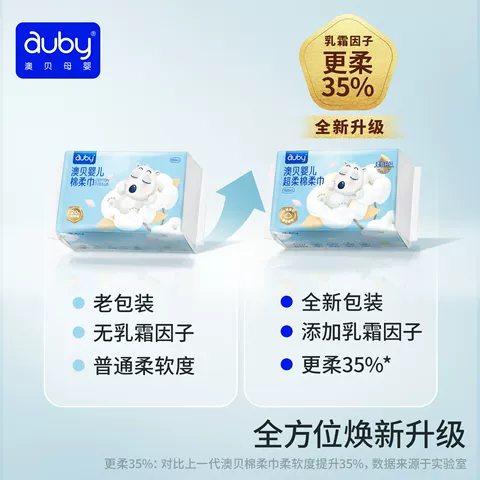 澳贝闭眼熊棉柔巾干湿两用洗脸巾新生婴儿手口专用宝宝纸巾非湿巾 图片 2