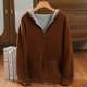 100% pure cashmere sweater for men double-sided thickened hooded sweater solid color loose casual jacket sweater