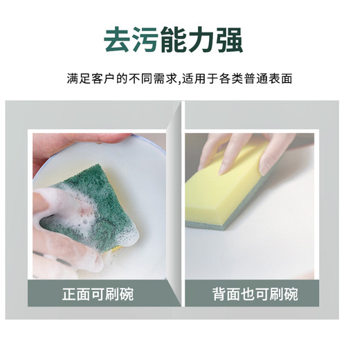 3M 7401#海绵百洁布高效海绵餐饮洗碗布厨房刷洗锅布不粘油8片装 - 图1