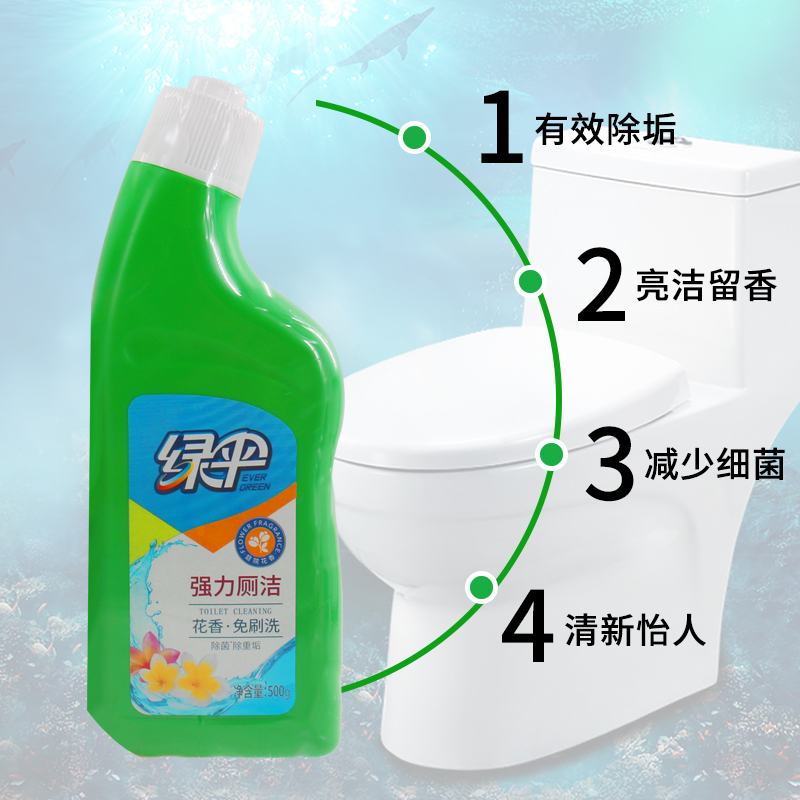 绿伞洁厕灵洁厕剂500g*2瓶洗厕所除臭洁厕液用品马桶清洁剂除垢剂 - 图0