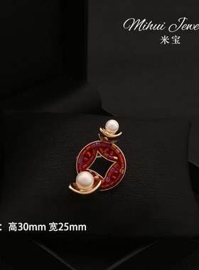 中国红新年小胸针高级感璀璨爆竹聚财元宝固定配饰气质外套胸花女